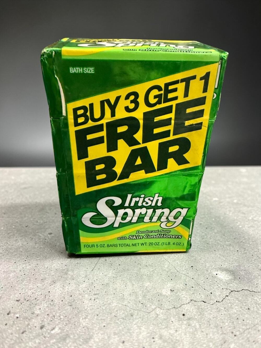 Vintage Irish Spring Soap 4 Pack Bath Size 5oz Bars NOS Buy 3 Get 1 Free
